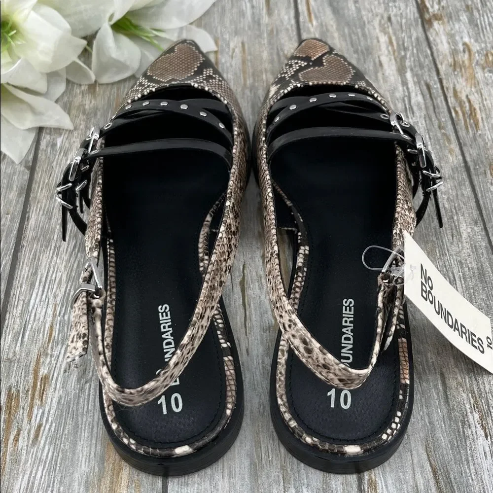 Women's Strappy Dressy Snakeskin Flats Shoes Size 10